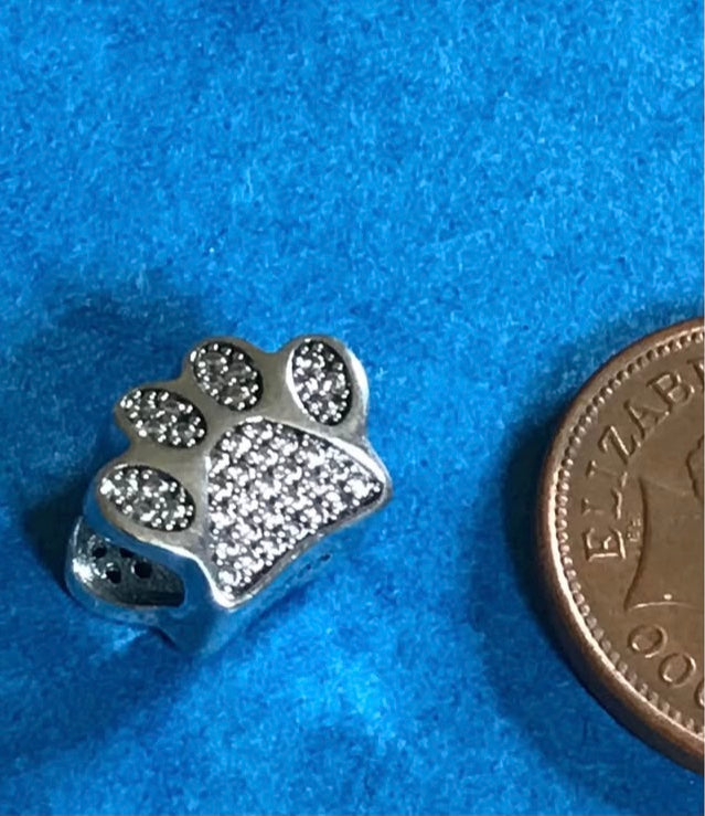 Silver pet paw charm for charm bracelet 925 silver