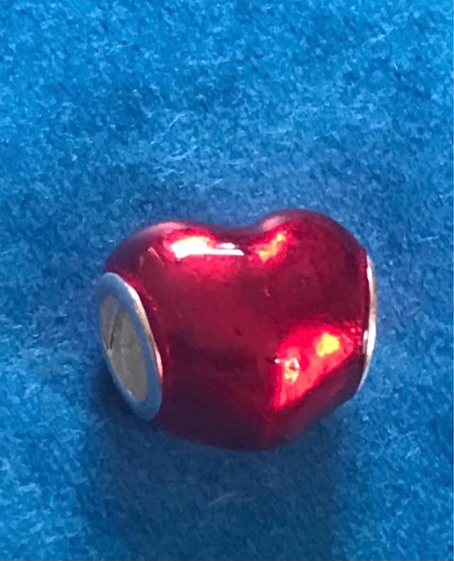 Red heart charm made from 925 silver for your charm bracelet