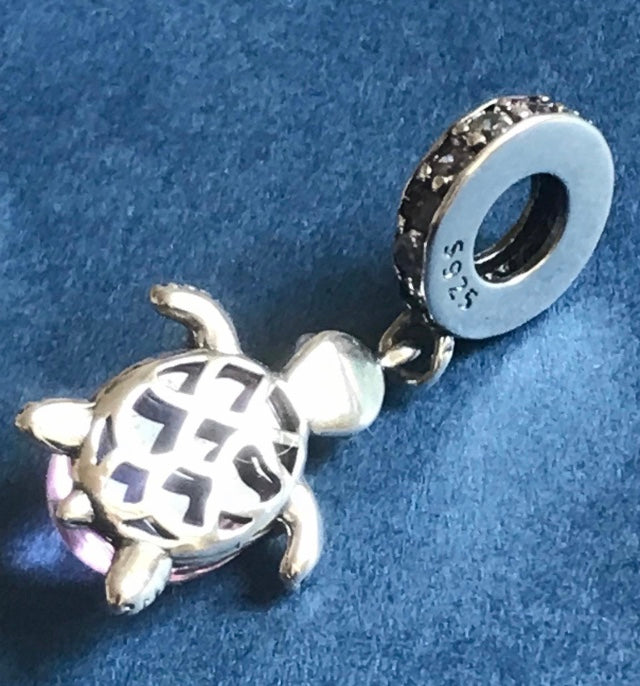 Pink sea turtle 925 charm for charm bracelet fits Pandora