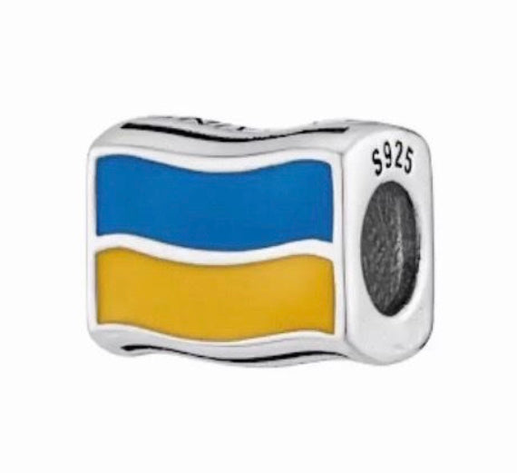 925 Silver Ukraine flag charm for charm bracelet fit Pandora