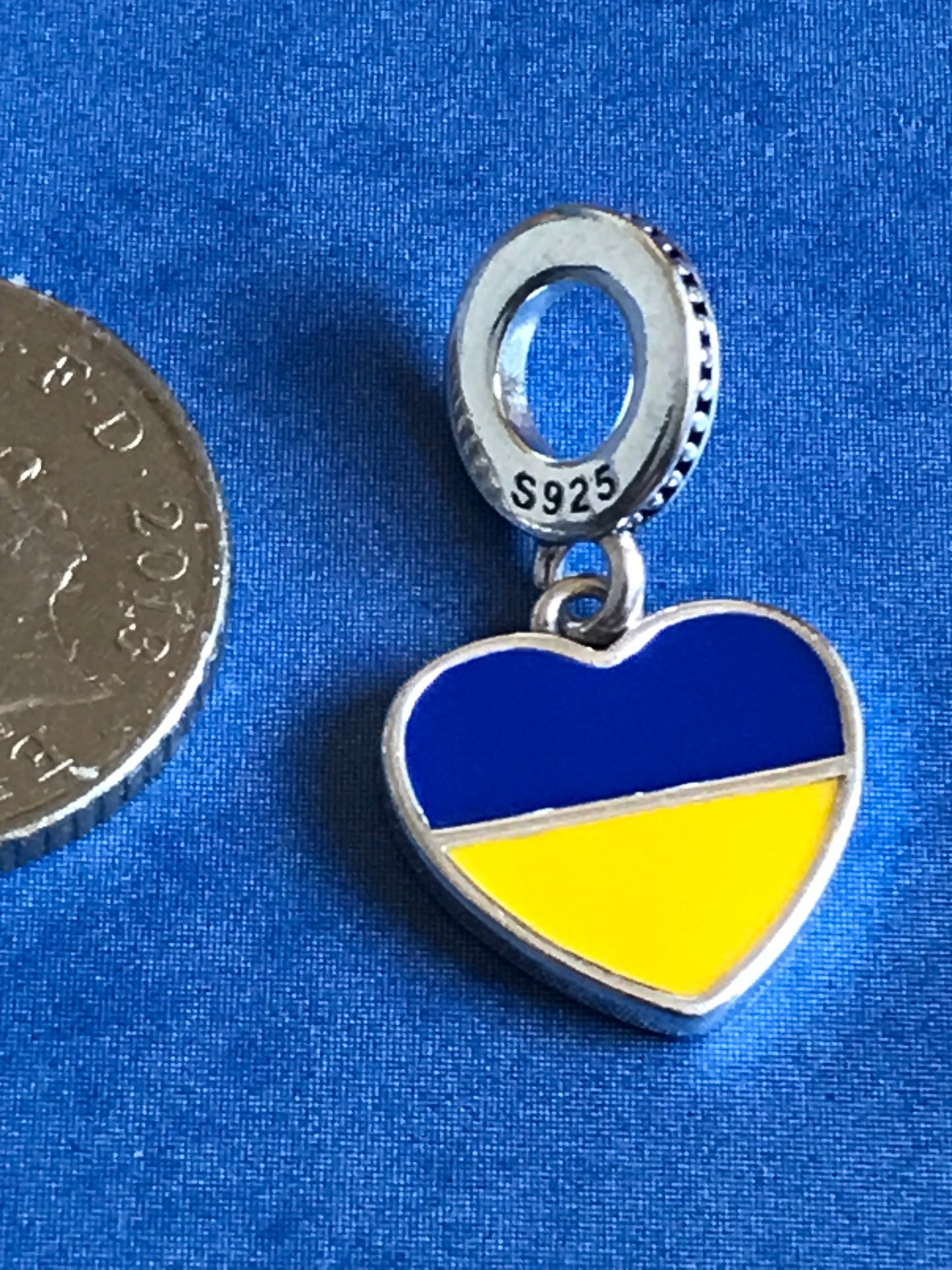 925 Silver Ukraine charm heart for Pandora bracelet