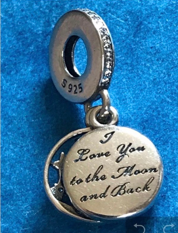 Silver 925 I love you to the moon and back charm for bracelet