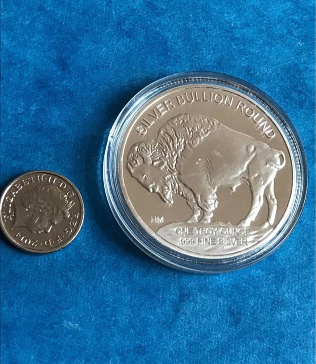 Silver coin American Indian and Buffalo