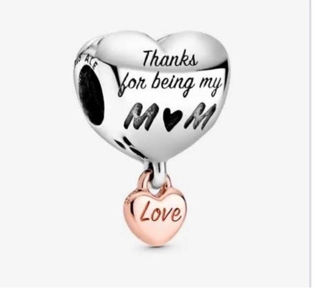 Thanks for being my mum charm for charm bracelet solid 925 silver