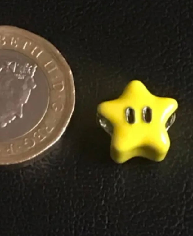 High Quality Yellow Mario Star Charm Hallmarked S925 Sterling Silver comes in a cute velvet pouch FREE Postage fast dispatch Fits: Popular European Charm Bracelets