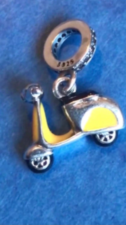 Yellow 925 Silver Scooter charm for Pandora bracelet