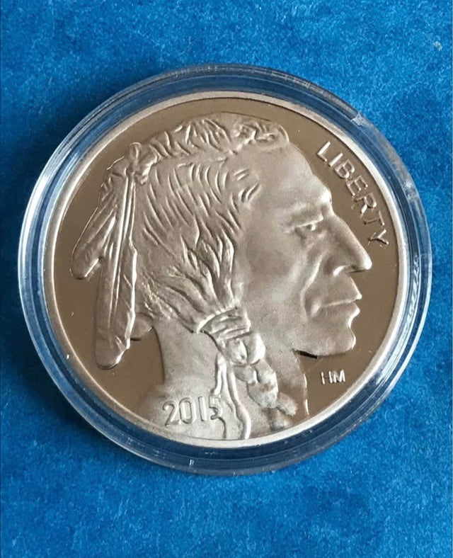 Silver liberty coin Indian and buffalo