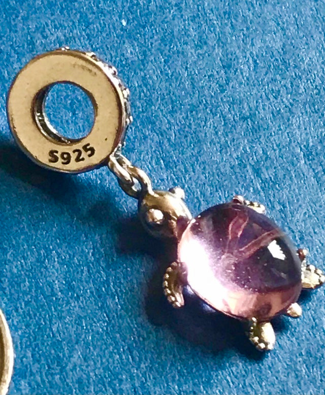 Pink turtle sea charm 925 Silver for charm bracelet