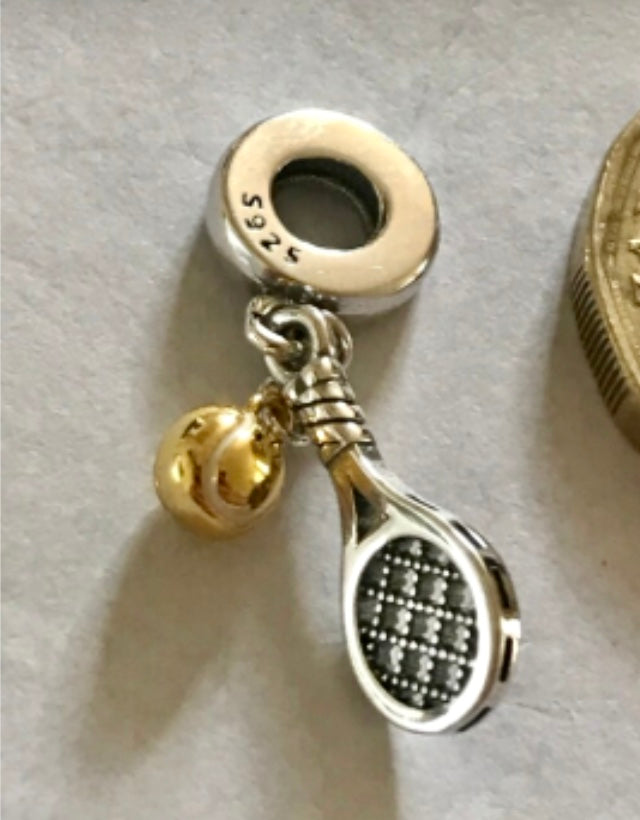 Silver Tennis charm for charm bracelet 925 silver