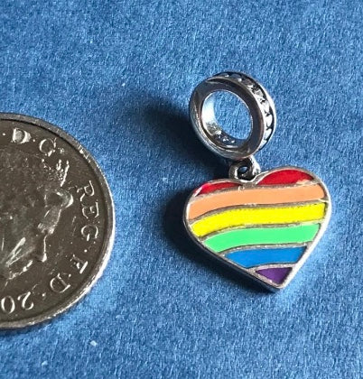 Genuine 925 silver rainbow gay pride heart charm