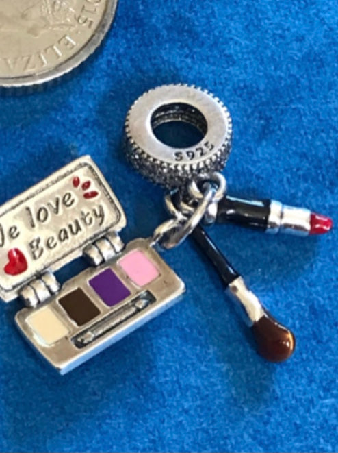 Make-up palette charm silver 925 for bracelet Pandora fit