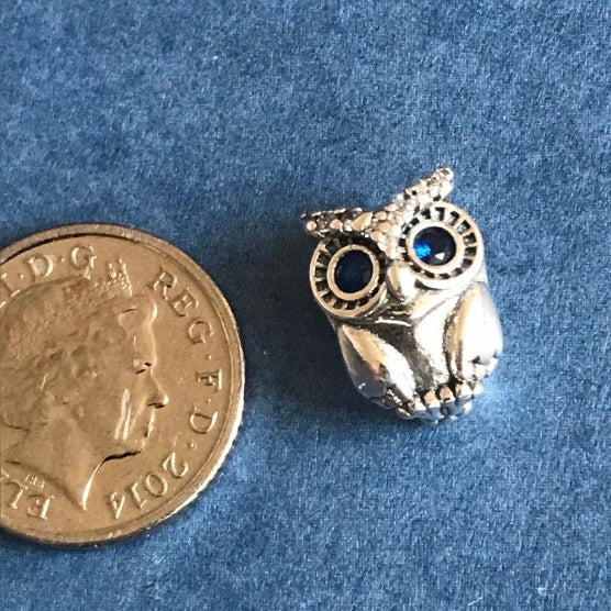 925 Silver wise owl charm for charm bracelet