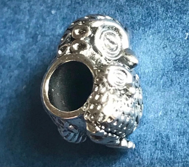 Owl and baby silver charm for charm bracelet 925 silver