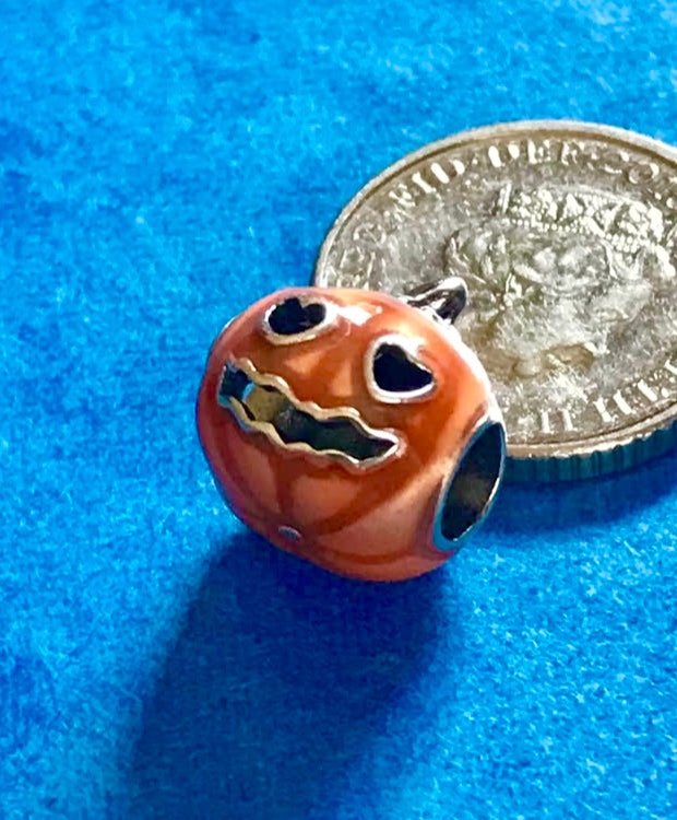 Halloween pumpkin charm silver 925 for charm bracelet
