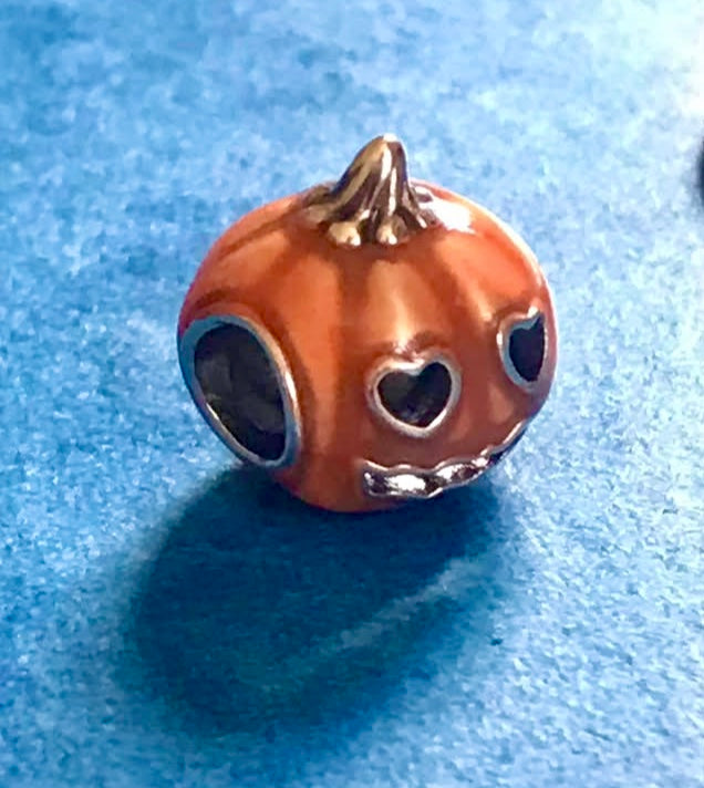 Silver 925 pumpkin charm orange for charm bracelet Halloween