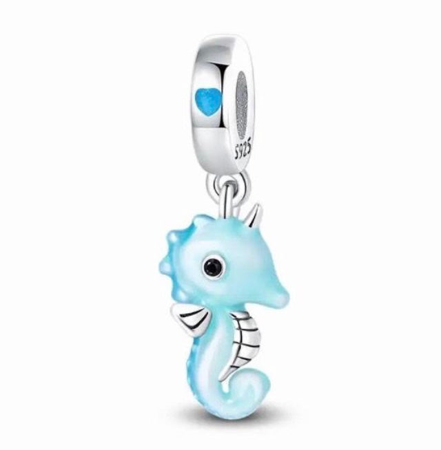 Silver Seahorse charm 925 silver for charm bracelet