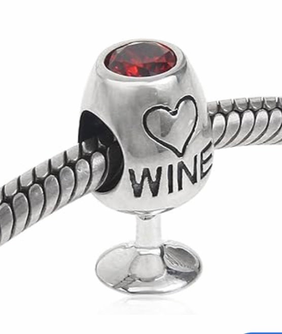 Genuine 925 silver wine glass charm for charm bracelet fit Pandora
