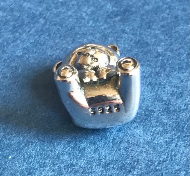 Teddy bear charm for charm bracelet 925 silver