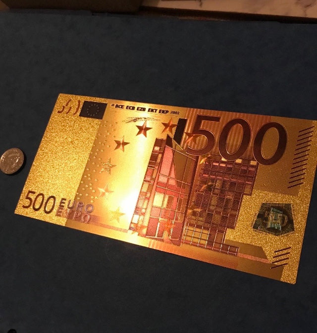 Gold foil €500 note and certificate