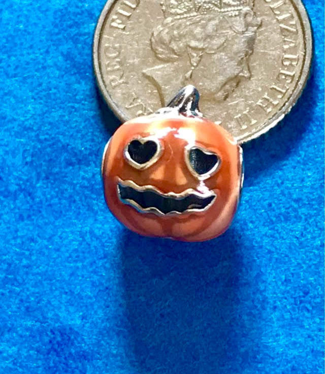 Genuine 925 Silver Orange Pumpkin charm for charm bracelet fit Pandora