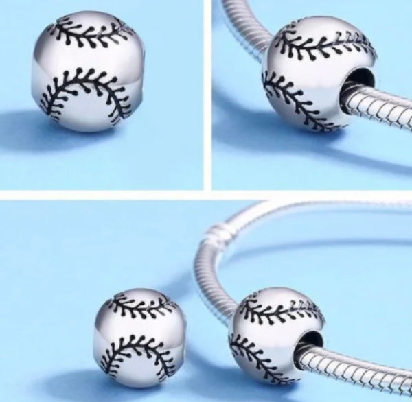 Genuine 925 silver baseball charm for your charm bracelet
