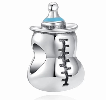 Silver Baby Bottle charm on a white background for charm bracelet 925 silver