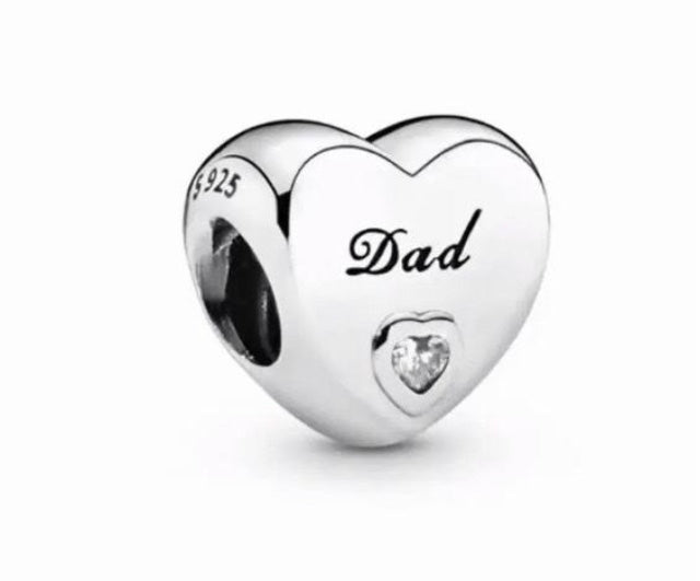 Genuine 925 Silver Dad charm comes in a cute velvet pouch for your bracelet