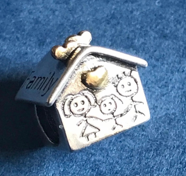 Genuine 925 Silver family house charm for bracelet