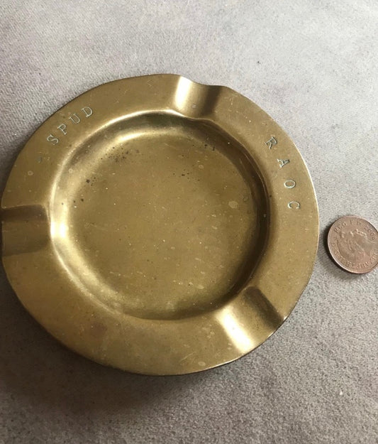 Trench art brass Raoc ww2 ashtray