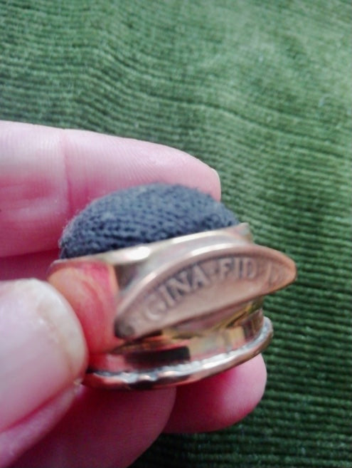 Trench Art WW2 mini pink cushion made from brass wheel nut