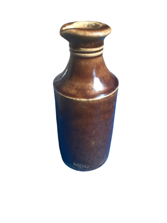Vintage Victorian Ceramic brown Ink Bottle
