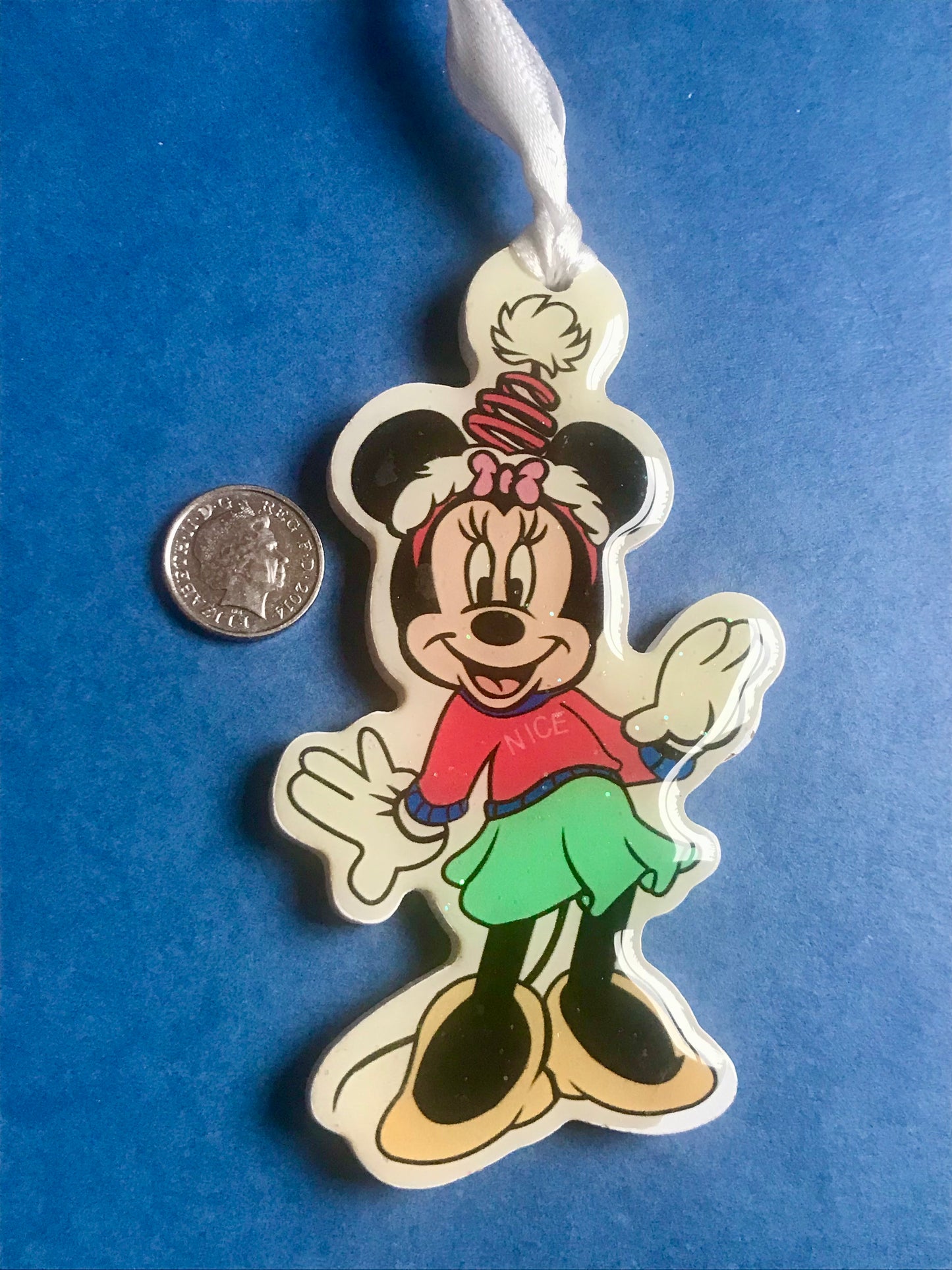 Minnie Mouse Christmas tree hanging ornament Wood holiday