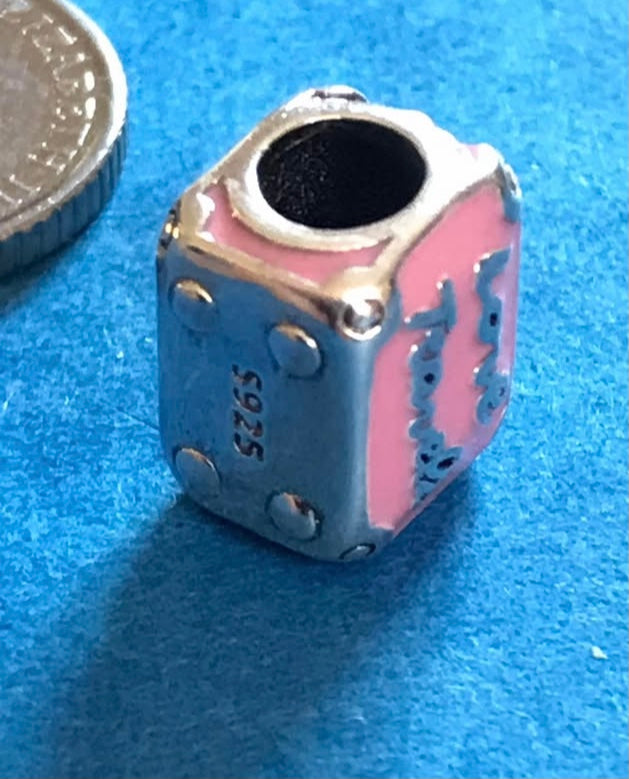 Pink suitcase charm 925 silver travel for charm bracelet fits Pandora 