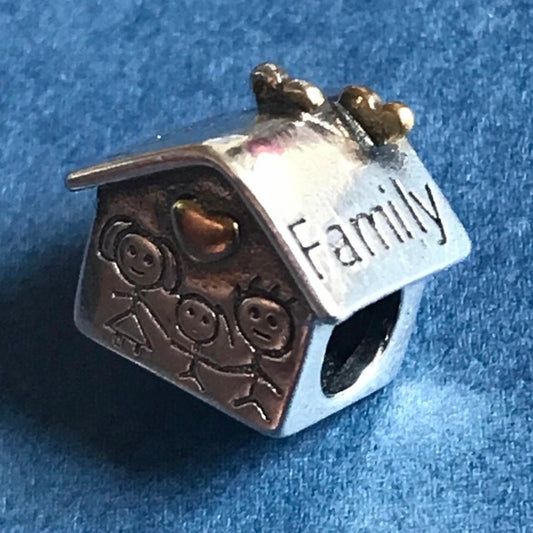 925 Silver family house charm for bracelet 