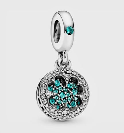 Genuine 925 silver four leaf clover green lucky charm for bracelet 