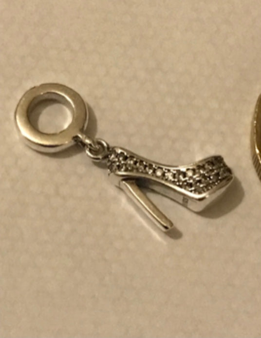 Genuine 925 Silver High Heel charm for your bracelet comes in a cute velvet pouch
