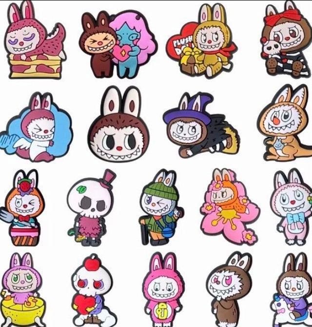 New Labubu charms for your shoes 18Pcs Cartoon Monsters Sneakers Crocs Cartoon Sandals Slipper Accessories Decration Buckle Girls Gifts crocs FREE UK delivery