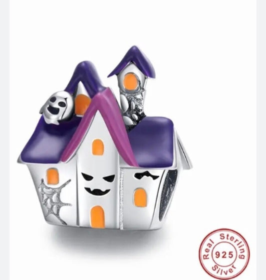 Halloween haunted house charm 925 Silver