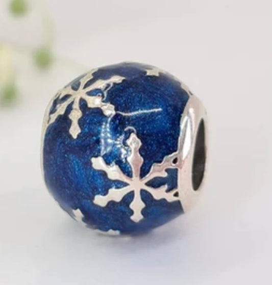 Blue snowflake charm 925 Silver for charm bracelet 