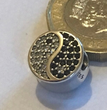 Solid silver yin Yang charm for charm bracelet balance peace