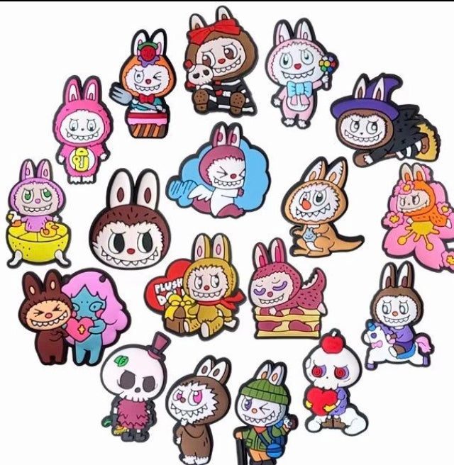New Labubu charms for your shoes 18Pcs Cartoon Monsters Sneakers Crocs Cartoon Sandals Slipper Accessories Decration Buckle Girls Gifts crocs FREE UK delivery