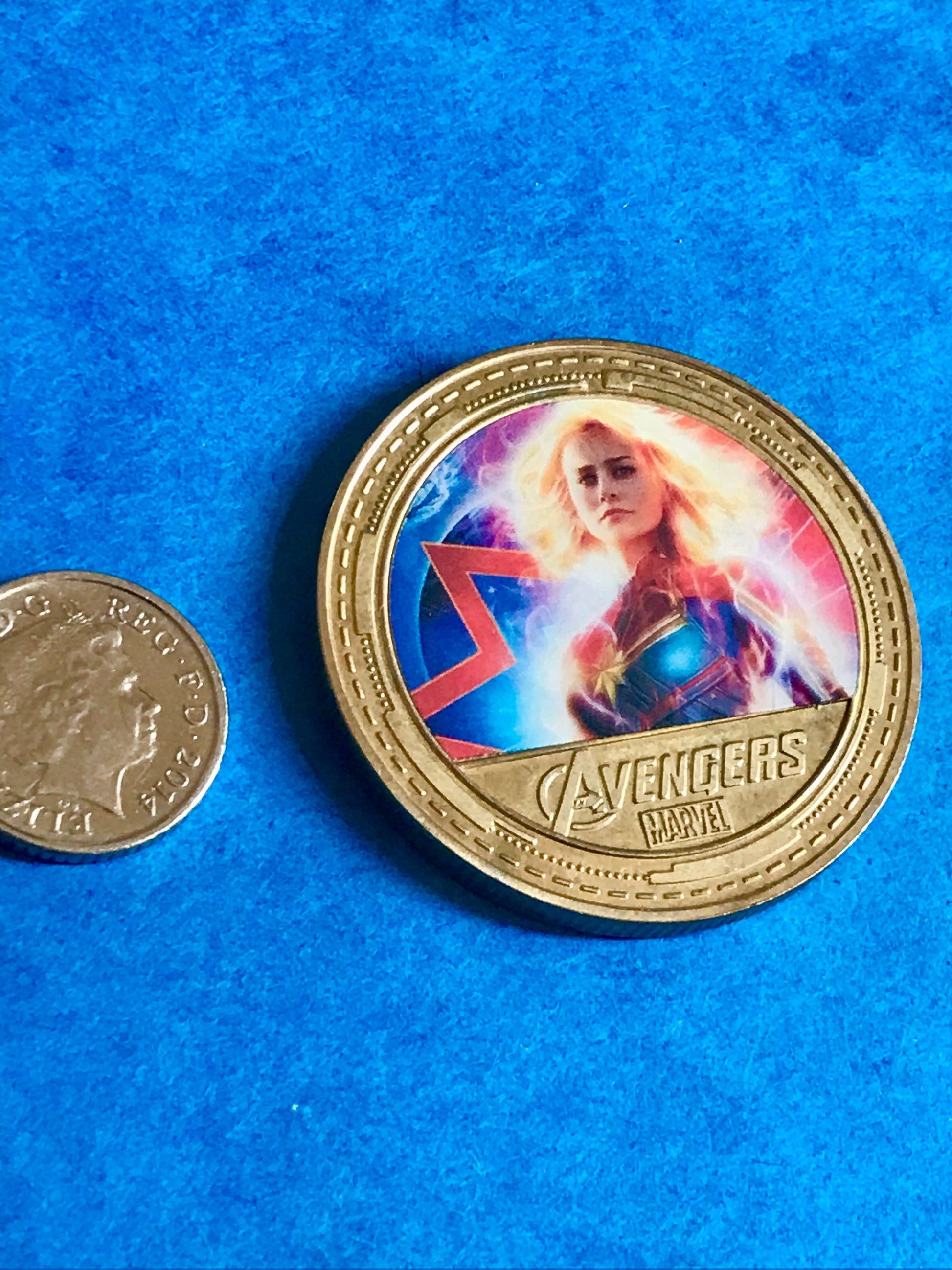 Genuine captain marvel coin gold plated 