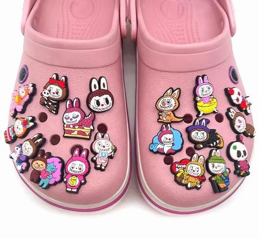 New Labubu charms for your shoes 18Pcs Cartoon Monsters Sneakers Crocs Cartoon Sandals Slipper Accessories Decration Buckle Girls Gifts crocs FREE UK delivery