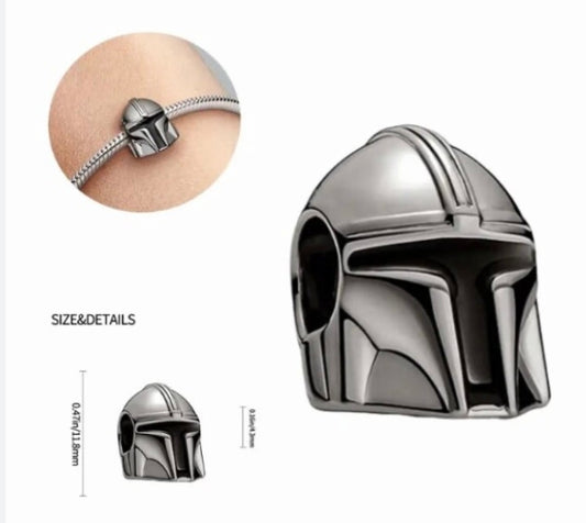 925 Silver Mandalorian charm for charm bracelet Star Wars