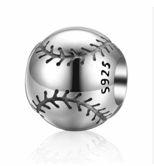 Silver 925 baseball ball charm for charm bracelet 