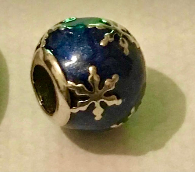 Genuine 925 Silver Blue Snow flake Charm comes in a cute velvet pouch For Your Bracelet