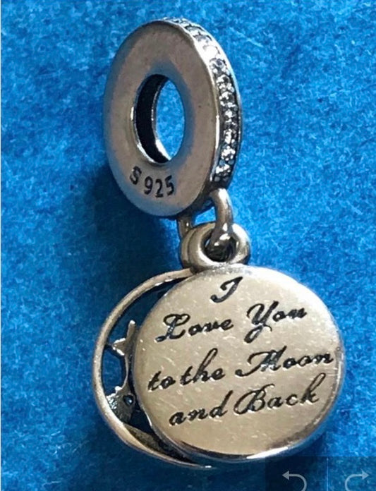 Silver 925 I love you to the moon and back charm for bracelet 