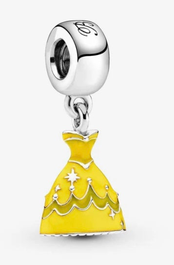 Princess Belle charm for charm bracelet yellow dress 925 Silver