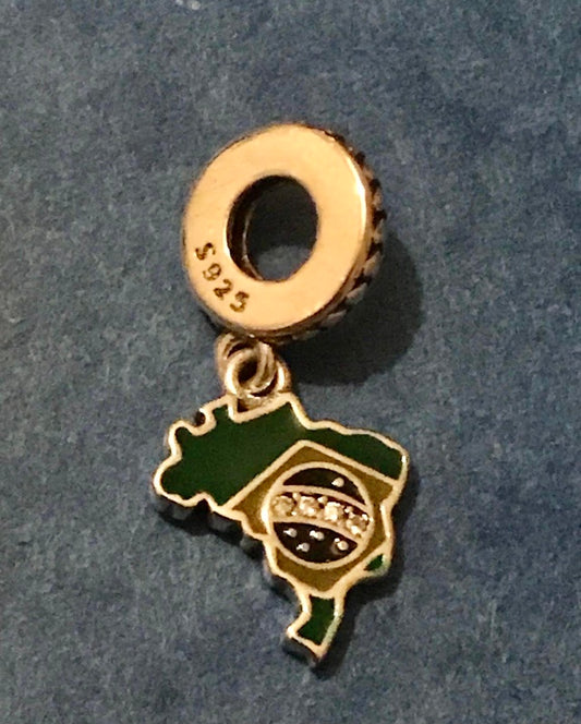 Genuine 925 silver Brazil charm for charm bracelet 