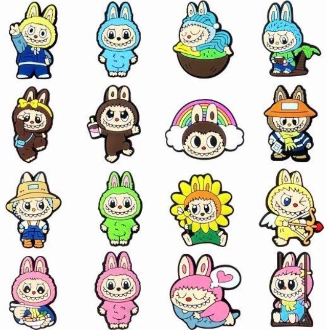 New Labubu charms for your shoes 18Pcs Cartoon Monsters Sneakers Crocs Cartoon Sandals Slipper Accessories Decration Buckle Girls Gifts crocs FREE UK delivery